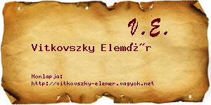 Vitkovszky Elemér névjegykártya
